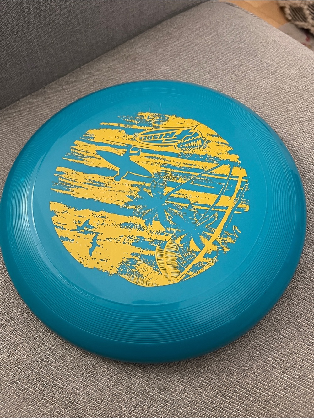 Wham-O Frisbee with Tropical Yellow Print - Teal